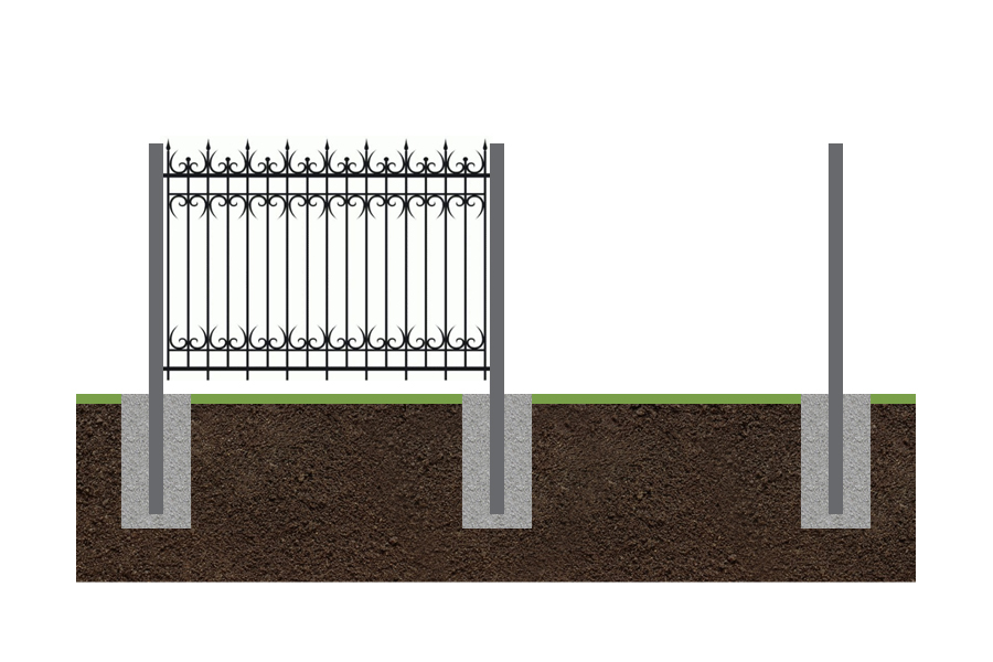 Кованый забор с бетонированием столбов